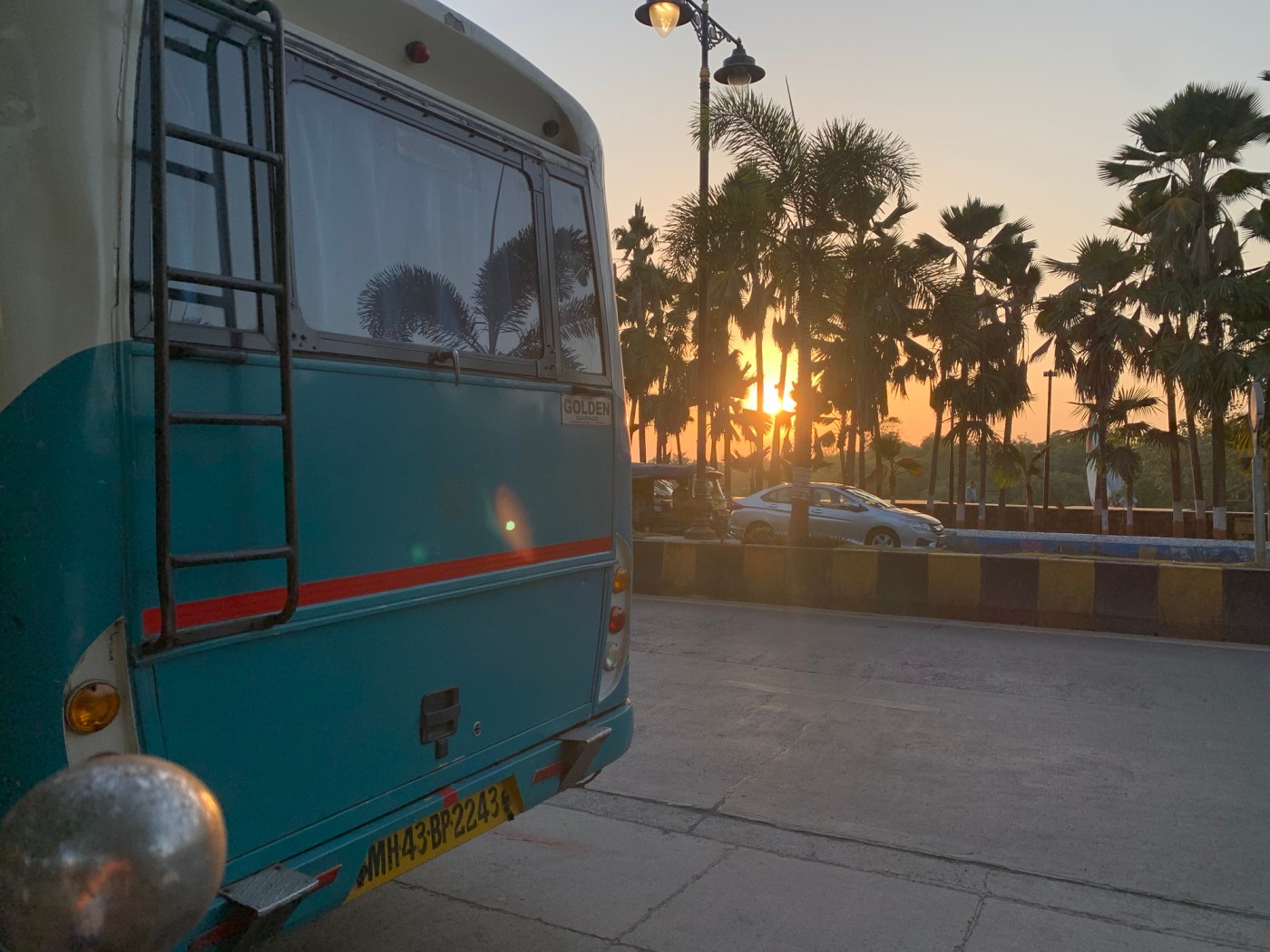 Bus with sunset Faith Logs